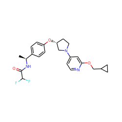 C[C@H](NC(=O)C(F)F)c1ccc(O[C@@H]2CCN(c3ccnc(OCC4CC4)c3)C2)cc1 ZINC000169709554