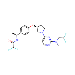 C[C@H](NC(=O)C(F)F)c1ccc(O[C@H]2CCN(c3ccnc(N(C)CC(F)F)n3)C2)cc1 ZINC000261099348