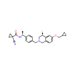 C[C@H](NC(=O)C1(C#N)CC1)c1ccc(CN2Cc3ccc(OCC4CC4)cc3[C@H](F)C2)cc1 ZINC001772582981