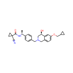 C[C@H](NC(=O)C1(C#N)CC1)c1ccc(CN2Cc3ccc(OCC4CC4)cc3[C@H](O)C2)cc1 ZINC001772580840