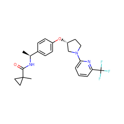 C[C@H](NC(=O)C1(C)CC1)c1ccc(O[C@@H]2CCN(c3cccc(C(F)(F)F)n3)C2)cc1 ZINC000169709472