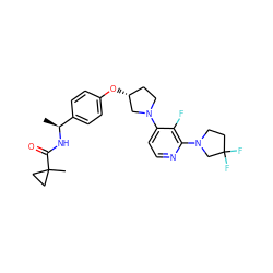 C[C@H](NC(=O)C1(C)CC1)c1ccc(O[C@@H]2CCN(c3ccnc(N4CCC(F)(F)C4)c3F)C2)cc1 ZINC000169709643