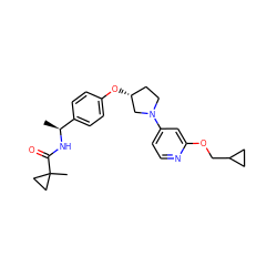 C[C@H](NC(=O)C1(C)CC1)c1ccc(O[C@@H]2CCN(c3ccnc(OCC4CC4)c3)C2)cc1 ZINC000169709538