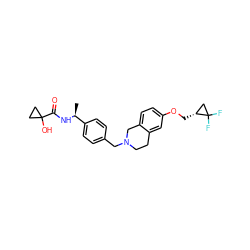 C[C@H](NC(=O)C1(O)CC1)c1ccc(CN2CCc3cc(OC[C@@H]4CC4(F)F)ccc3C2)cc1 ZINC001772657973