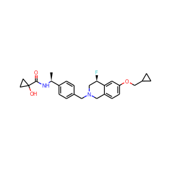 C[C@H](NC(=O)C1(O)CC1)c1ccc(CN2Cc3ccc(OCC4CC4)cc3[C@H](F)C2)cc1 ZINC001772589040