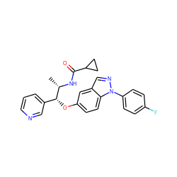 C[C@H](NC(=O)C1CC1)[C@H](Oc1ccc2c(cnn2-c2ccc(F)cc2)c1)c1cccnc1 ZINC001772642340