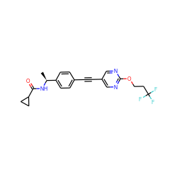 C[C@H](NC(=O)C1CC1)c1ccc(C#Cc2cnc(OCCC(F)(F)F)nc2)cc1 ZINC000142357370