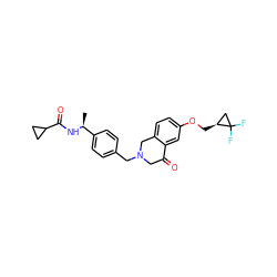 C[C@H](NC(=O)C1CC1)c1ccc(CN2CC(=O)c3cc(OC[C@H]4CC4(F)F)ccc3C2)cc1 ZINC001772618256