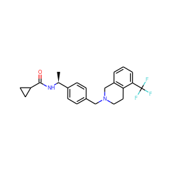 C[C@H](NC(=O)C1CC1)c1ccc(CN2CCc3c(cccc3C(F)(F)F)C2)cc1 ZINC001772616903