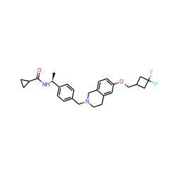 C[C@H](NC(=O)C1CC1)c1ccc(CN2CCc3cc(OCC4CC(F)(F)C4)ccc3C2)cc1 ZINC001772593980