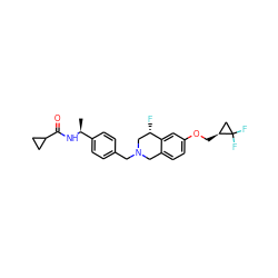 C[C@H](NC(=O)C1CC1)c1ccc(CN2Cc3ccc(OC[C@H]4CC4(F)F)cc3[C@@H](F)C2)cc1 ZINC001772578818