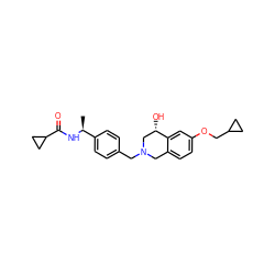 C[C@H](NC(=O)C1CC1)c1ccc(CN2Cc3ccc(OCC4CC4)cc3[C@@H](O)C2)cc1 ZINC001772622172