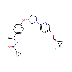 C[C@H](NC(=O)C1CC1)c1ccc(O[C@@H]2CCN(c3ccc(OC[C@H]4CC4(F)F)cn3)C2)cc1 ZINC000169709583