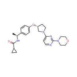 C[C@H](NC(=O)C1CC1)c1ccc(O[C@@H]2CCN(c3ccnc(N4CCOCC4)n3)C2)cc1 ZINC000261089341