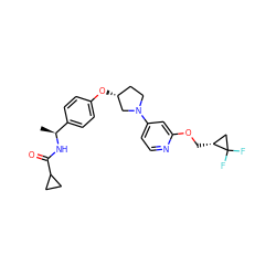 C[C@H](NC(=O)C1CC1)c1ccc(O[C@@H]2CCN(c3ccnc(OC[C@@H]4CC4(F)F)c3)C2)cc1 ZINC000169709808