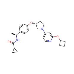 C[C@H](NC(=O)C1CC1)c1ccc(O[C@@H]2CCN(c3ccnc(OC4CCC4)c3)C2)cc1 ZINC000169709810