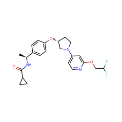 C[C@H](NC(=O)C1CC1)c1ccc(O[C@@H]2CCN(c3ccnc(OCC(F)F)c3)C2)cc1 ZINC000169709811