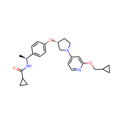 C[C@H](NC(=O)C1CC1)c1ccc(O[C@@H]2CCN(c3ccnc(OCC4CC4)c3)C2)cc1 ZINC000169709807