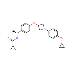 C[C@H](NC(=O)C1CC1)c1ccc(OC2CN(c3ccc(OC4CC4)cc3)C2)cc1 ZINC000142330021