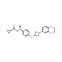 C[C@H](NC(=O)C1CC1)c1ccc(OC2CN(c3ccc4c(c3)OCCO4)C2)cc1 ZINC000142311547