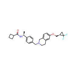 C[C@H](NC(=O)C1CCC1)c1ccc(CN2CCc3cc(OC[C@H]4CC4(F)F)ccc3C2)cc1 ZINC001772657040