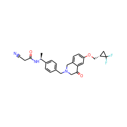 C[C@H](NC(=O)CC#N)c1ccc(CN2CC(=O)c3cc(OC[C@@H]4CC4(F)F)ccc3C2)cc1 ZINC001772638857