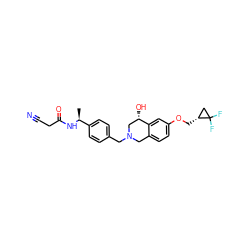 C[C@H](NC(=O)CC#N)c1ccc(CN2Cc3ccc(OC[C@@H]4CC4(F)F)cc3[C@@H](O)C2)cc1 ZINC001772621758