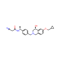 C[C@H](NC(=O)CC#N)c1ccc(CN2Cc3ccc(OCC4CC4)cc3[C@H](O)C2)cc1 ZINC001772578856