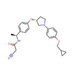 C[C@H](NC(=O)CC#N)c1ccc(O[C@@H]2CCN(c3ccc(OCC4CC4)cc3)C2)cc1 ZINC001772603171