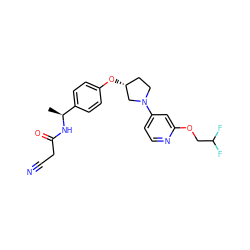 C[C@H](NC(=O)CC#N)c1ccc(O[C@@H]2CCN(c3ccnc(OCC(F)F)c3)C2)cc1 ZINC000169709629