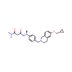 C[C@H](NC(=O)CC(=O)N(C)C)c1ccc(CN2CCc3cc(OCC4CC4)ccc3C2)cc1 ZINC001772637681