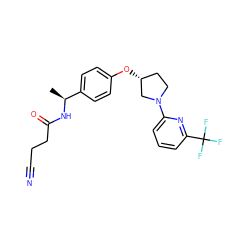 C[C@H](NC(=O)CCC#N)c1ccc(O[C@@H]2CCN(c3cccc(C(F)(F)F)n3)C2)cc1 ZINC000169709476