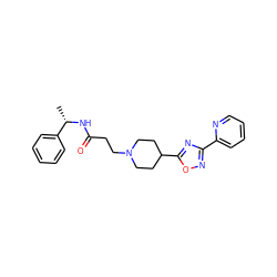 C[C@H](NC(=O)CCN1CCC(c2nc(-c3ccccn3)no2)CC1)c1ccccc1 ZINC000073240721