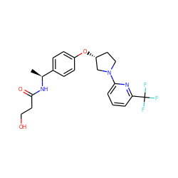 C[C@H](NC(=O)CCO)c1ccc(O[C@@H]2CCN(c3cccc(C(F)(F)F)n3)C2)cc1 ZINC000169709500