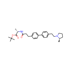 C[C@H](NC(=O)CCc1ccc(-c2ccc(CCN3CCC[C@H]3C)cc2)cc1)C(=O)OC(C)(C)C ZINC000147379503