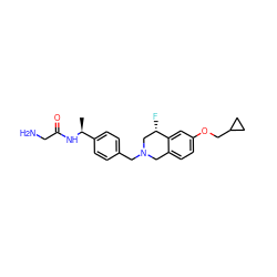 C[C@H](NC(=O)CN)c1ccc(CN2Cc3ccc(OCC4CC4)cc3[C@@H](F)C2)cc1 ZINC001772609188