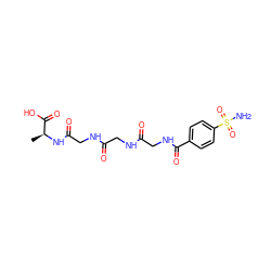 C[C@H](NC(=O)CNC(=O)CNC(=O)CNC(=O)c1ccc(S(N)(=O)=O)cc1)C(=O)O ZINC000027641883