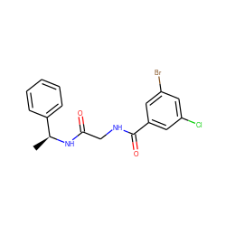 C[C@H](NC(=O)CNC(=O)c1cc(Cl)cc(Br)c1)c1ccccc1 ZINC000473152840