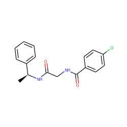 C[C@H](NC(=O)CNC(=O)c1ccc(Cl)cc1)c1ccccc1 ZINC000015340020