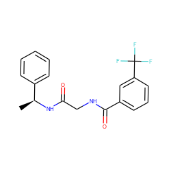 C[C@H](NC(=O)CNC(=O)c1cccc(C(F)(F)F)c1)c1ccccc1 ZINC000473153285