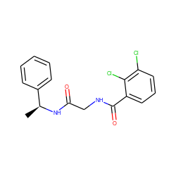 C[C@H](NC(=O)CNC(=O)c1cccc(Cl)c1Cl)c1ccccc1 ZINC000473150985