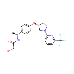 C[C@H](NC(=O)CO)c1ccc(O[C@@H]2CCN(c3cccc(C(F)(F)F)n3)C2)cc1 ZINC000169709742