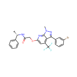 C[C@H](NC(=O)COc1cc(C(F)(F)F)c2c(-c3cccc(Br)c3)nn(C)c2n1)c1ccccc1 ZINC000117517284