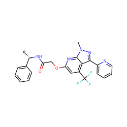 C[C@H](NC(=O)COc1cc(C(F)(F)F)c2c(-c3ccccn3)nn(C)c2n1)c1ccccc1 ZINC000117512310