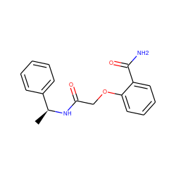 C[C@H](NC(=O)COc1ccccc1C(N)=O)c1ccccc1 ZINC000007750934