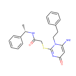 C[C@H](NC(=O)CSc1nc(=O)cc(N)n1CCc1ccccc1)c1ccccc1 ZINC000001440758