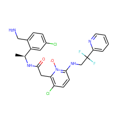 C[C@H](NC(=O)Cc1c(Cl)ccc(NCC(F)(F)c2ccccn2)[n+]1[O-])c1cc(Cl)ccc1CN ZINC000028524061