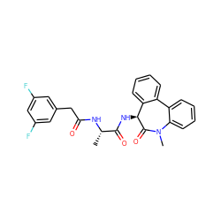 C[C@H](NC(=O)Cc1cc(F)cc(F)c1)C(=O)N[C@@H]1C(=O)N(C)c2ccccc2-c2ccccc21 ZINC000022056928