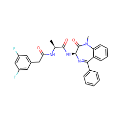 C[C@H](NC(=O)Cc1cc(F)cc(F)c1)C(=O)N[C@@H]1N=C(c2ccccc2)c2ccccc2N(C)C1=O ZINC000002541715