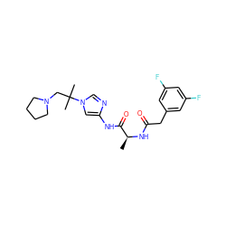 C[C@H](NC(=O)Cc1cc(F)cc(F)c1)C(=O)Nc1cn(C(C)(C)CN2CCCC2)cn1 ZINC000071335192